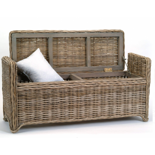 Banc Coffre de Rangement en Rotin
