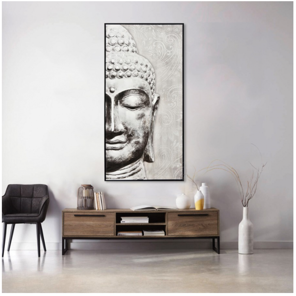 Cadre Bouddha Argenté Zen et Élégant