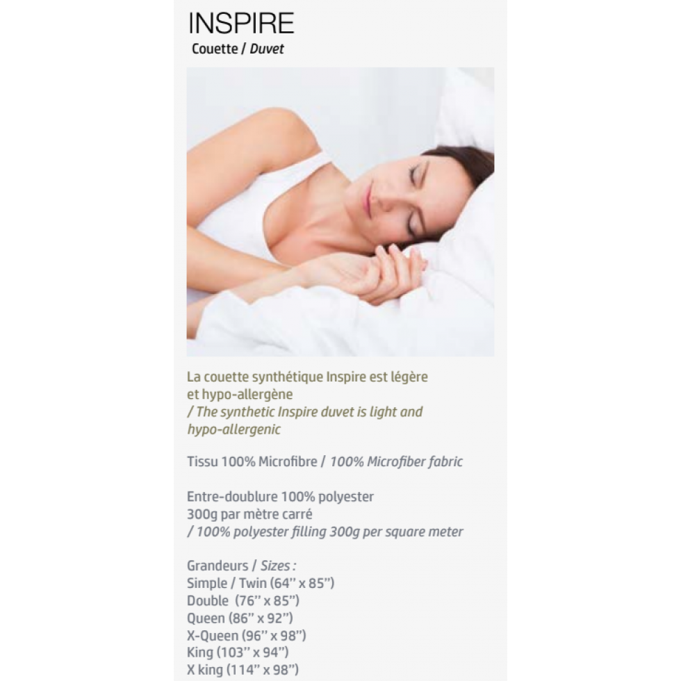 Couette Inspire – Microfibre hypoallergène