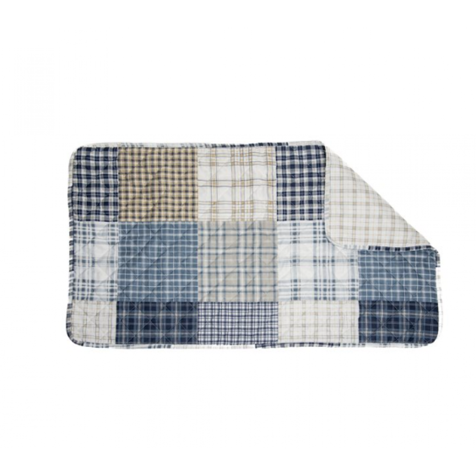 Lewis Brunelli Quilt – Rustic Blue and Beige Checks