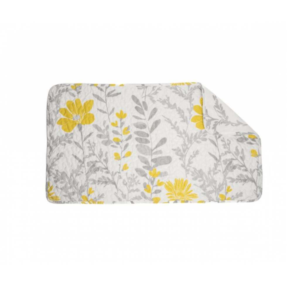 Courtepointe Flavie Brunelli – Grosses fleurs jaunes et grises