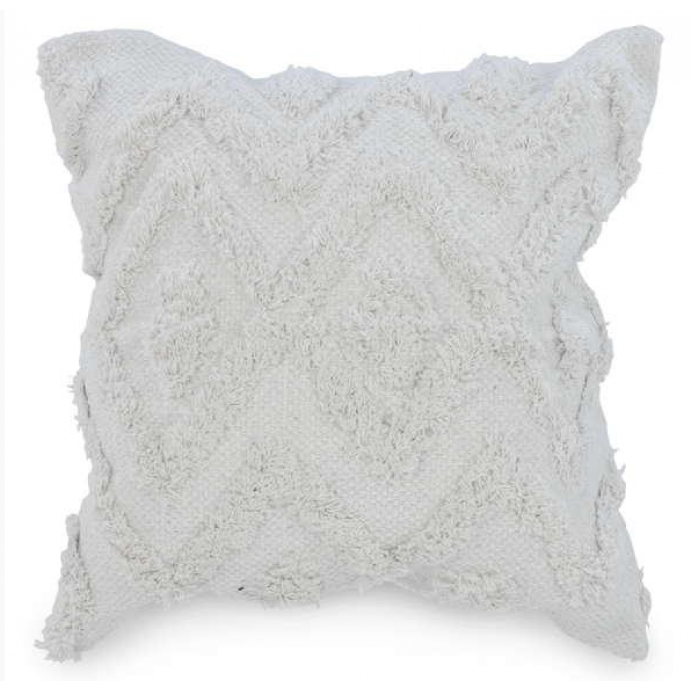Coussin Blanc Motif Texturé Bohème Chic