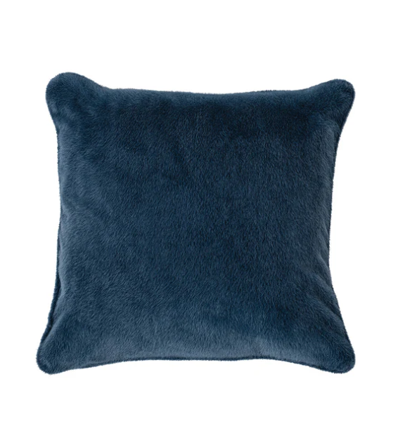 Coussin en fausse fourrure bleu polux