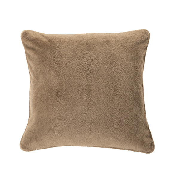 Coussin fausse fourrure taupe Polux