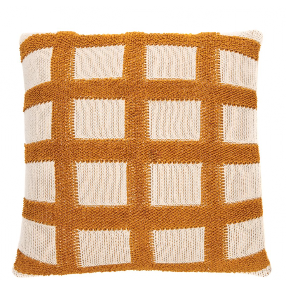 Coussin Naturel et Moutarde