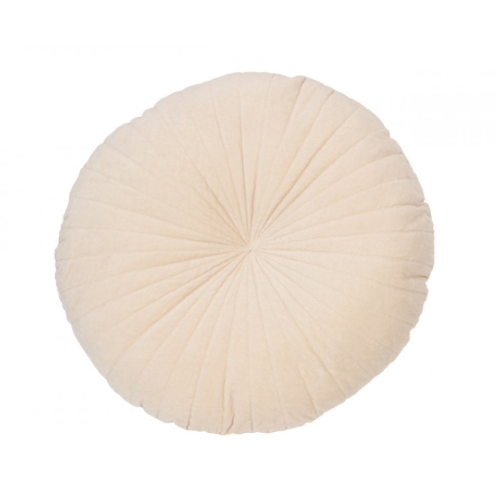 Coussin Rond en Velours Crème Velvet – Élégance Douce