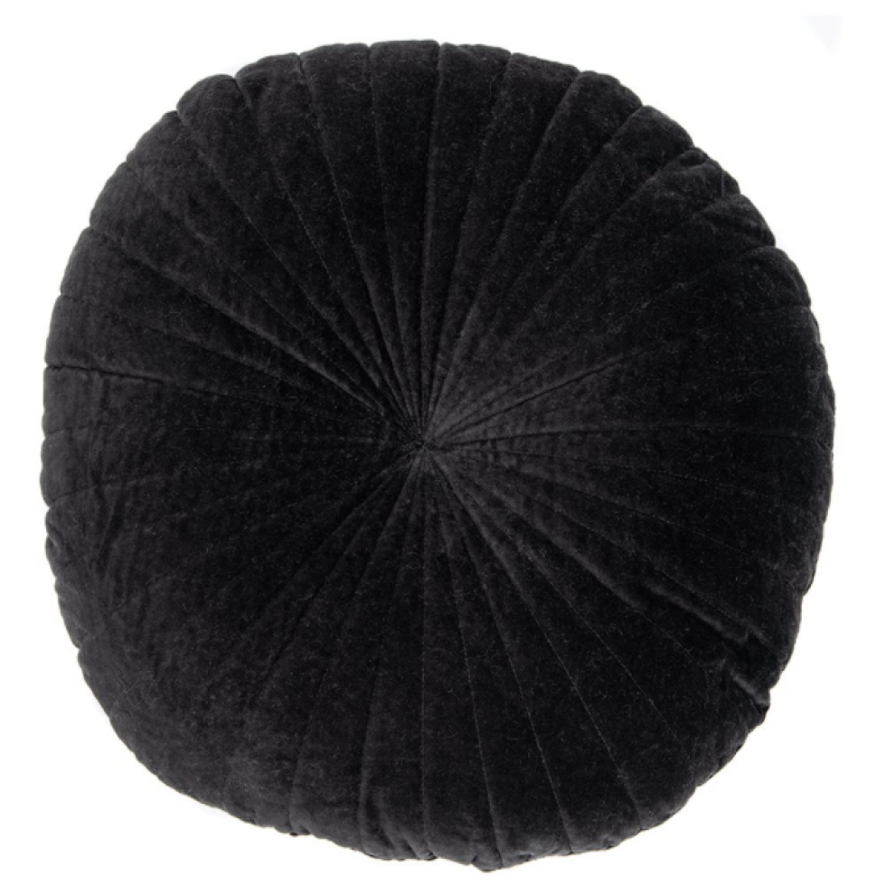 Coussin Rond en Velours Noir Velvet – Élégance Intemporelle