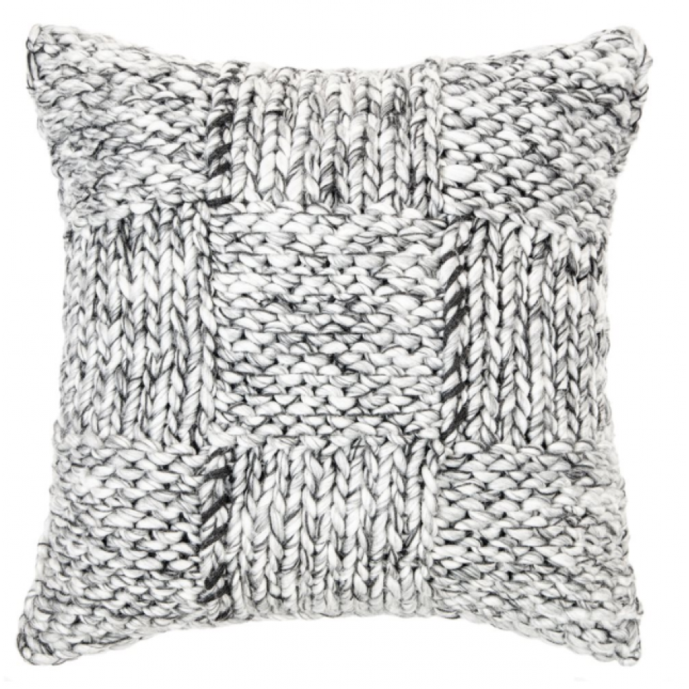 Coussin en Tricot Siam – Gris et Blanc Texturé