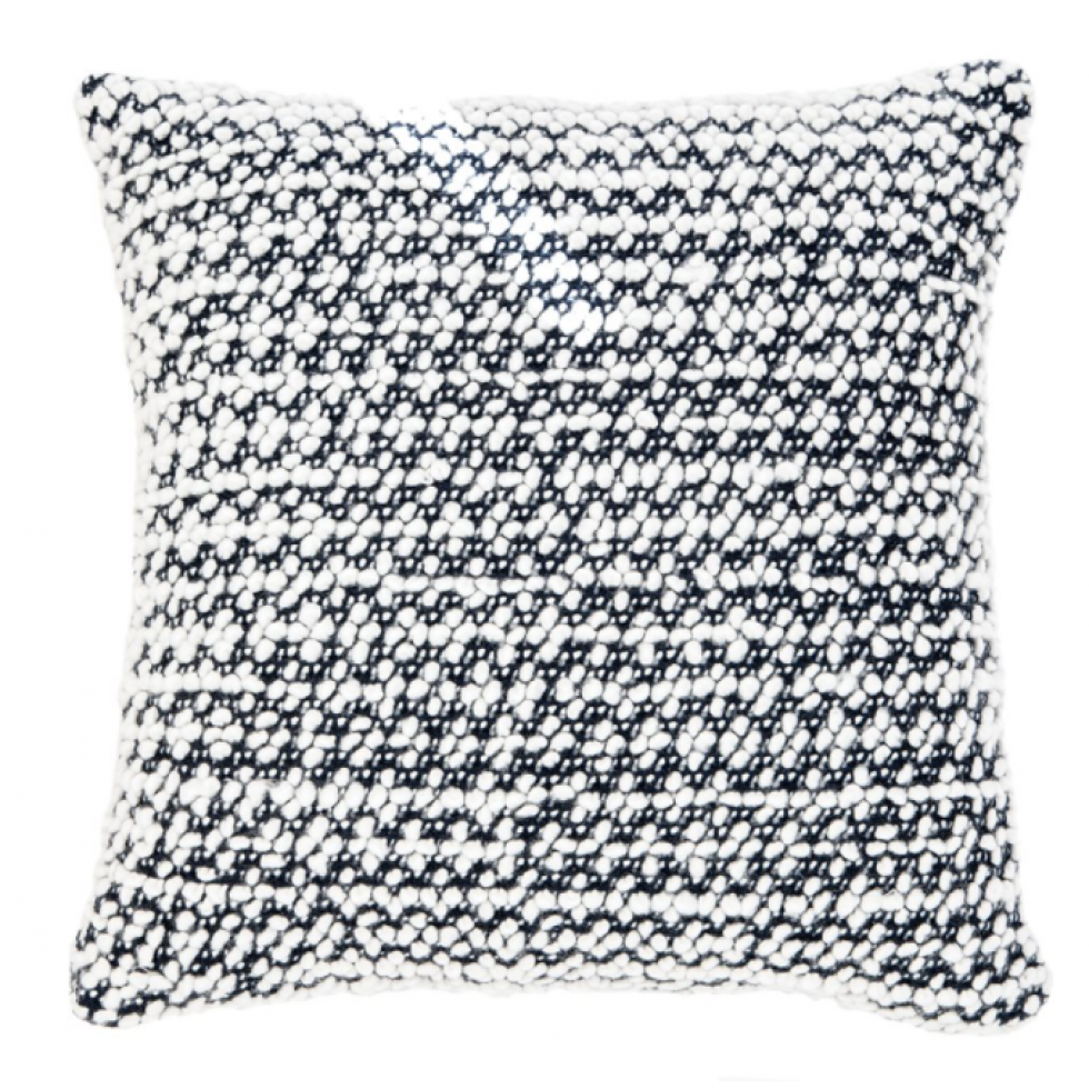 Coussin Tricot Marine – Élégance Contrastée