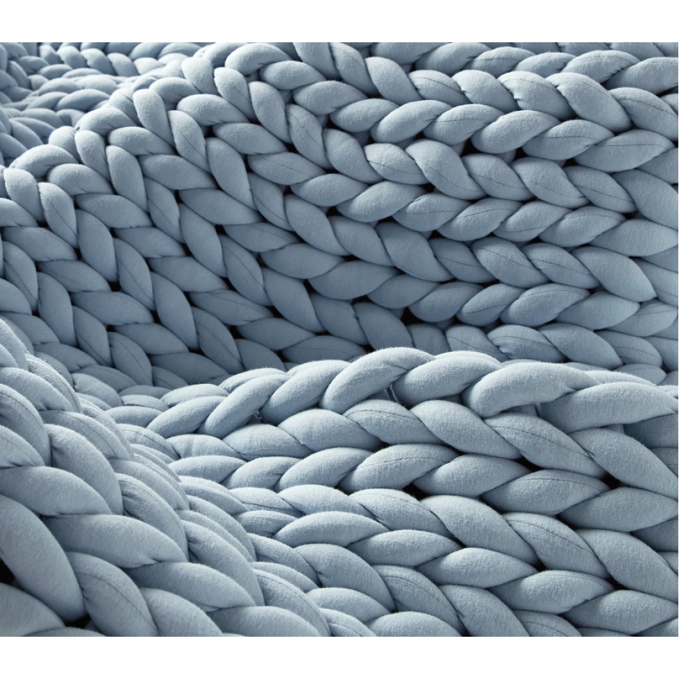 Couverture Lestée En Tricot Bleu Poussière