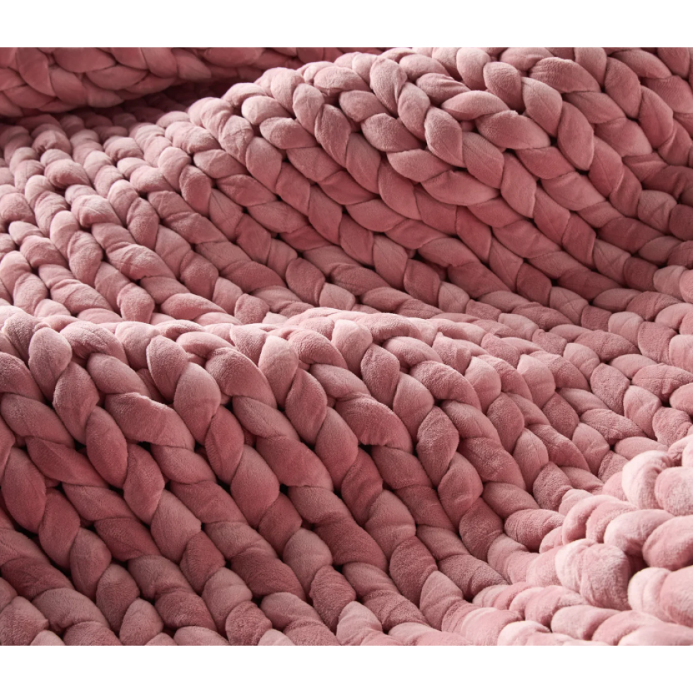 Couverture Lestée En Tricot Rose
