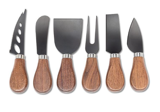 Ensemble 6 couteaux à fromage – Manche en bois de noyer