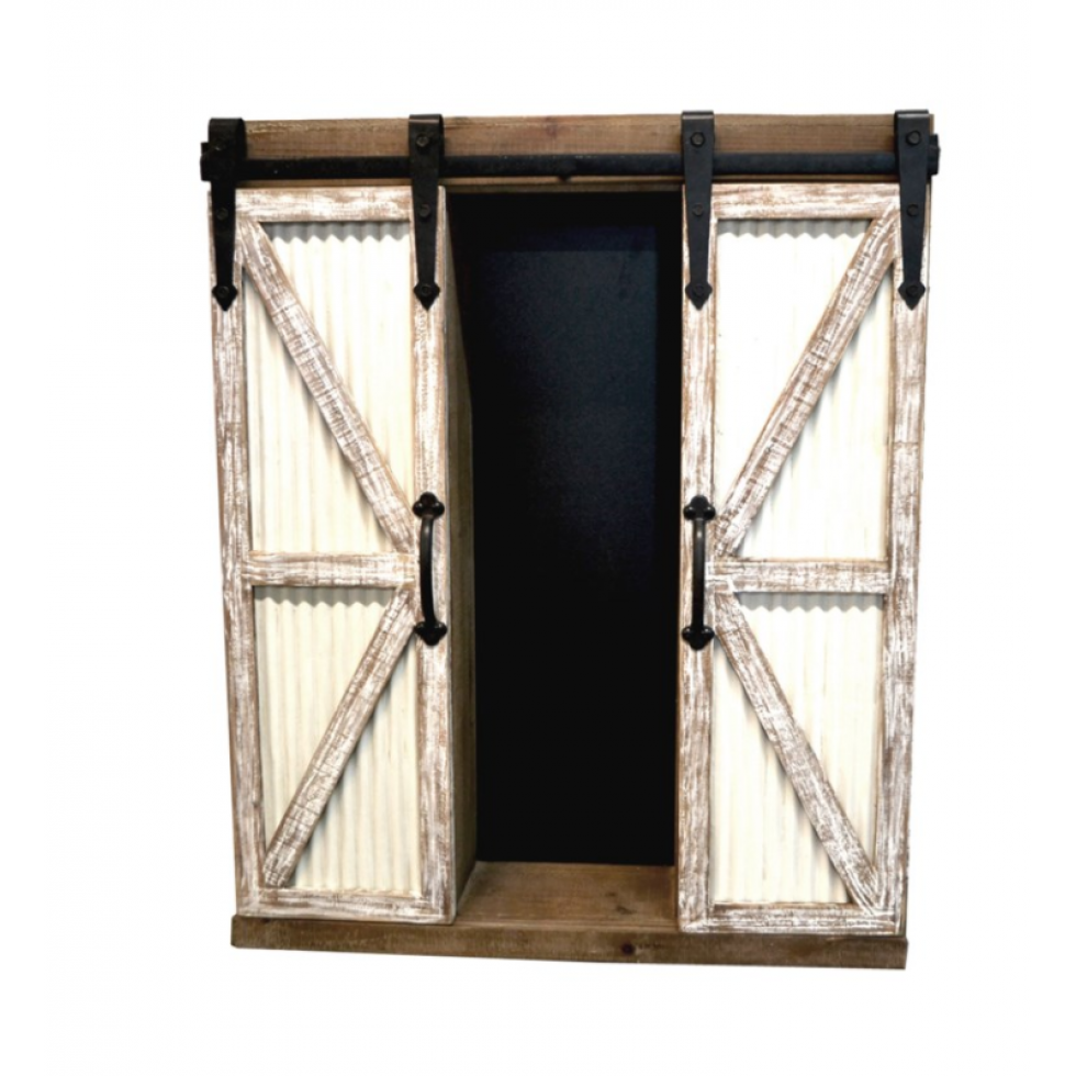 Étagère Murale Blanche Antique à Portes Coulissantes