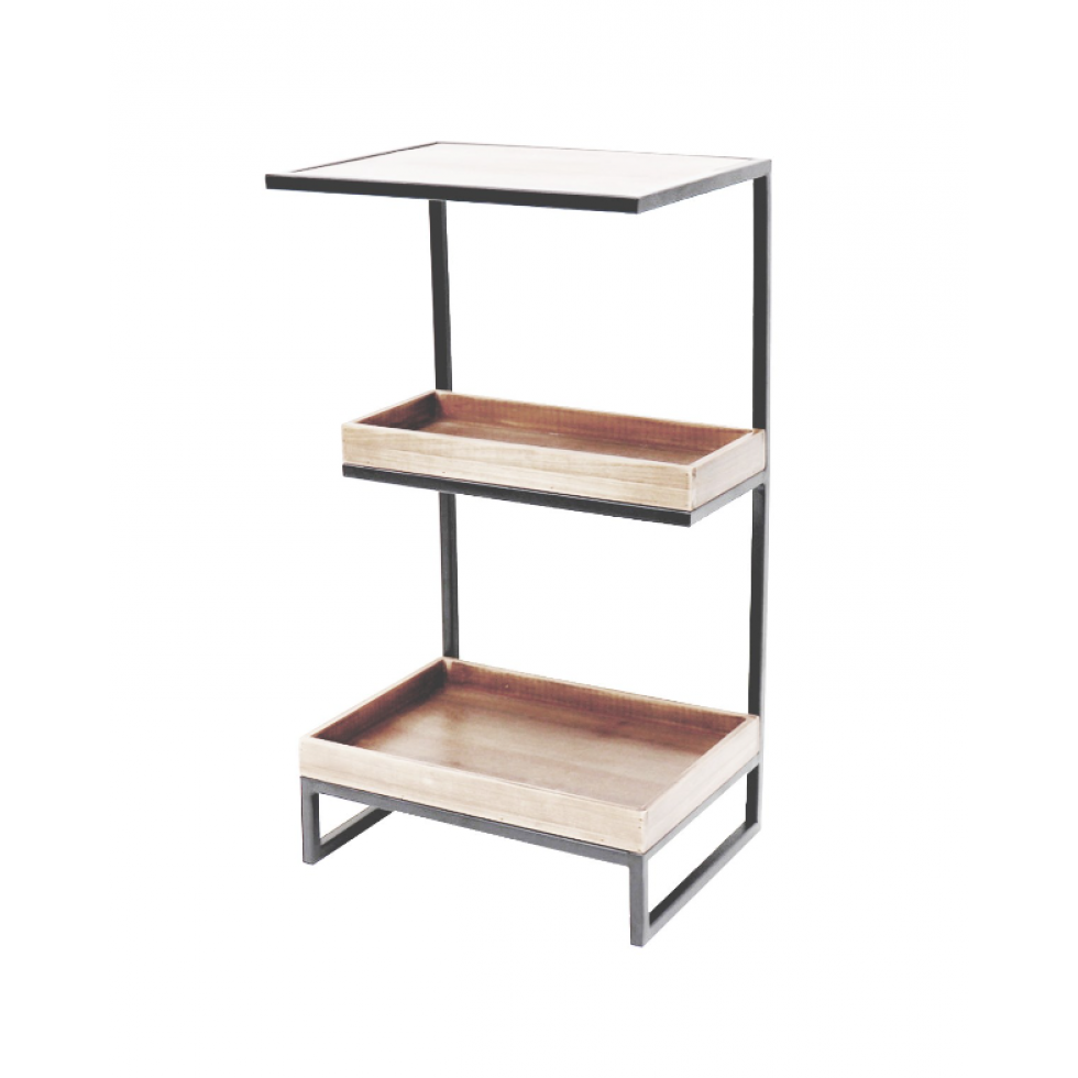 Étagère Trois Tablettes Bois et Métal