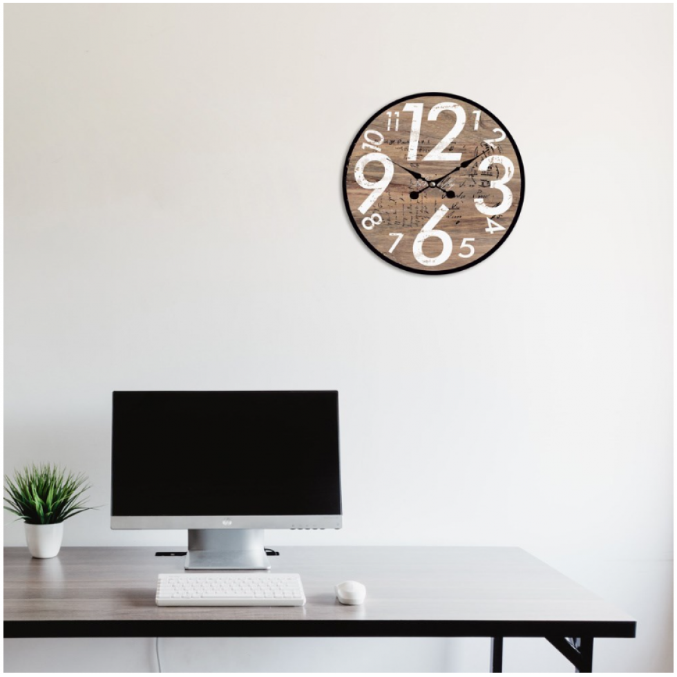 Horloge Murale Design Effet Bois et Chiffres XXL