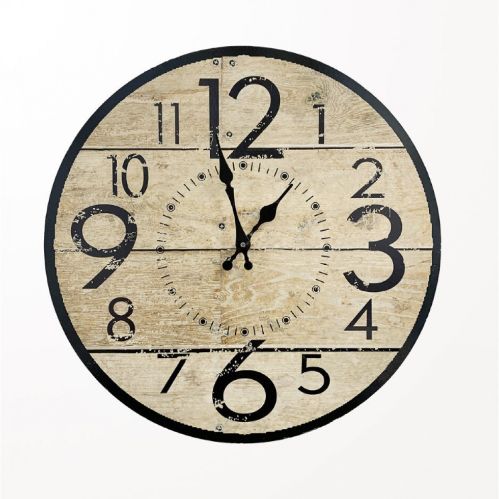 Horloge Murale Effet Bois Chiffres XXL Vintage