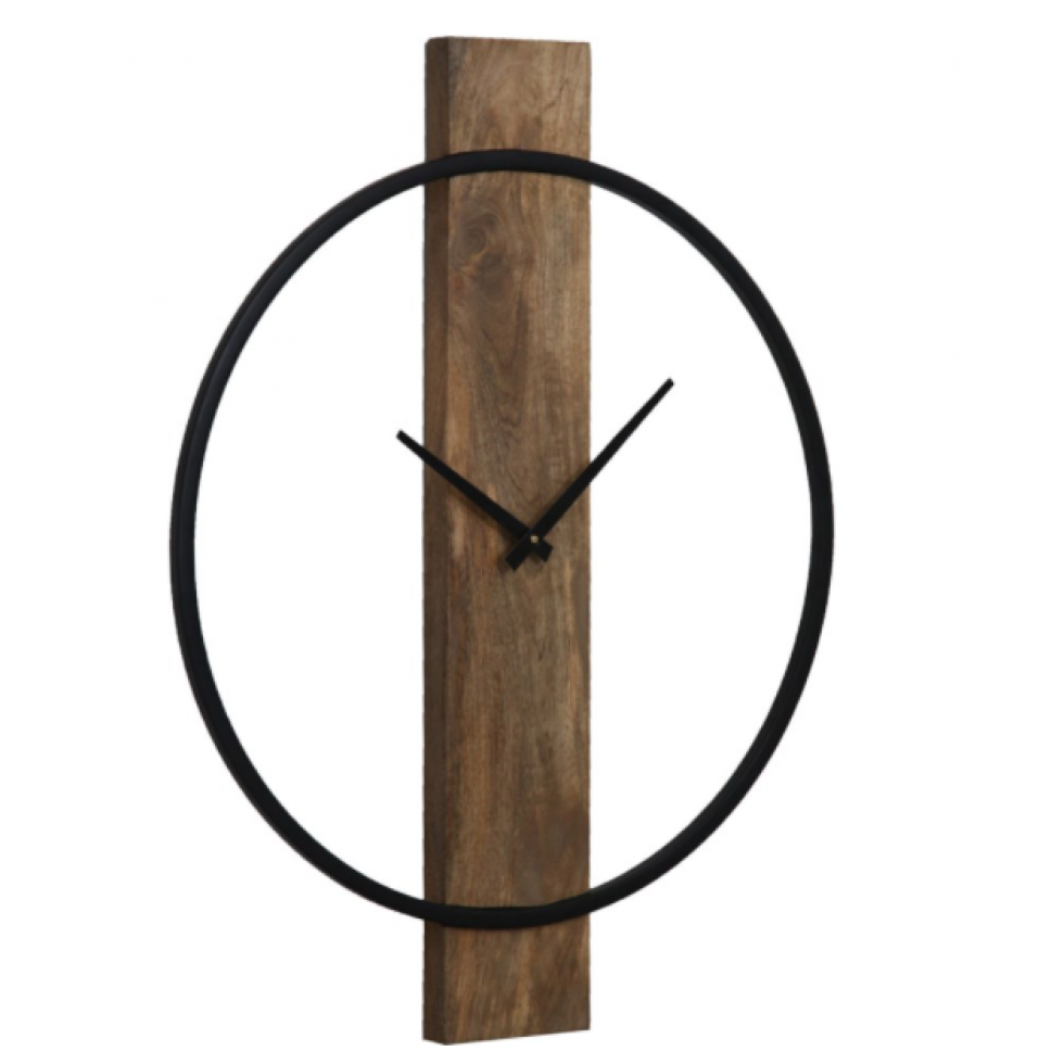 Horloge Murale Pearl en Bois et Métal Noir Minimaliste