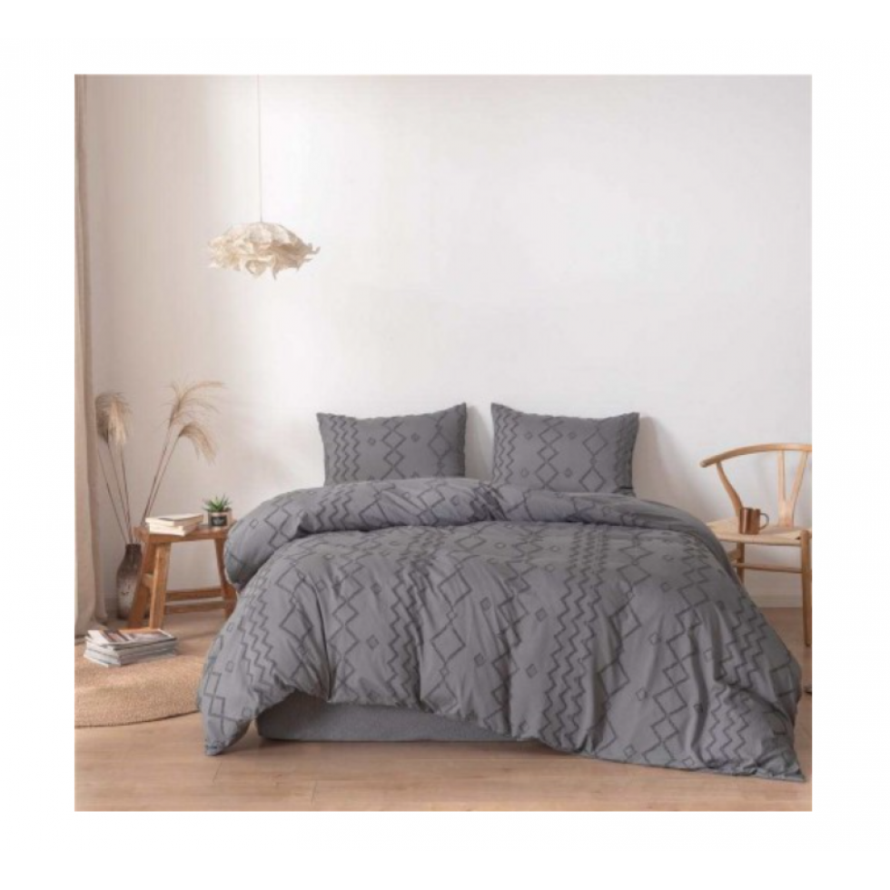Alex Anthracite Grey Geometric Pattern Duvet Cover