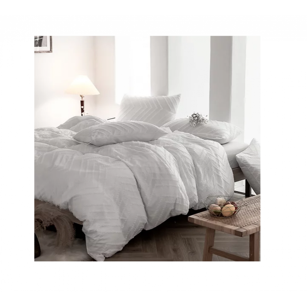 Arnaud Duvet Cover – Snow White Textured Elegance