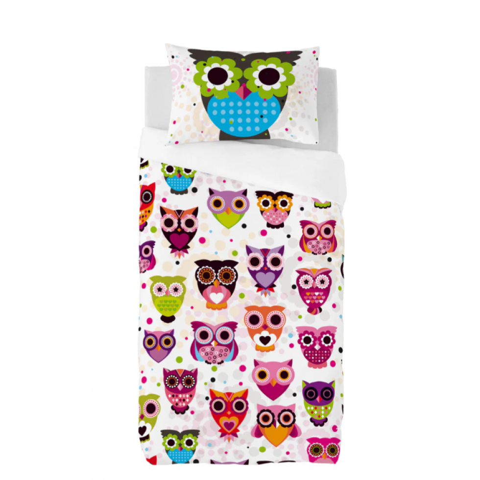 Colorful Children's Owl Duvet Cover
