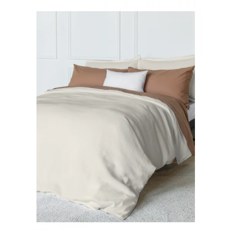 Sophia Oatmeal Ribbed Cotton Duvet Cover
