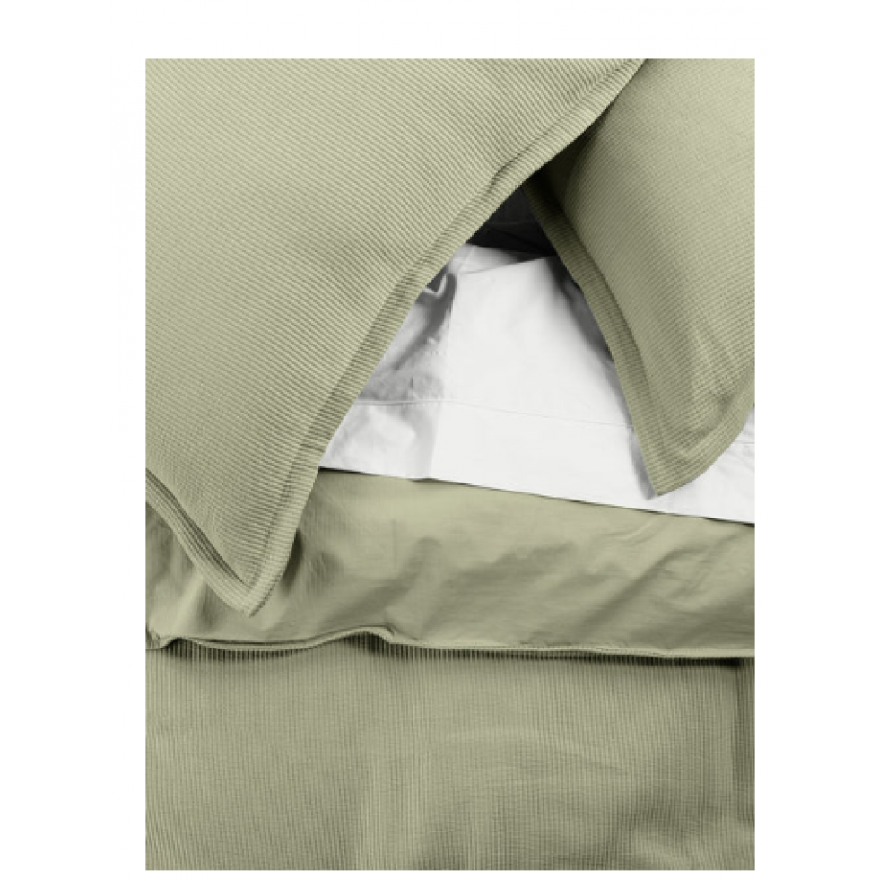 Sophia Sage Ribbed Cotton Duvet Cover