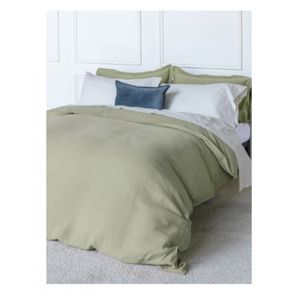 Sophia Sage Ribbed Cotton Duvet Cover