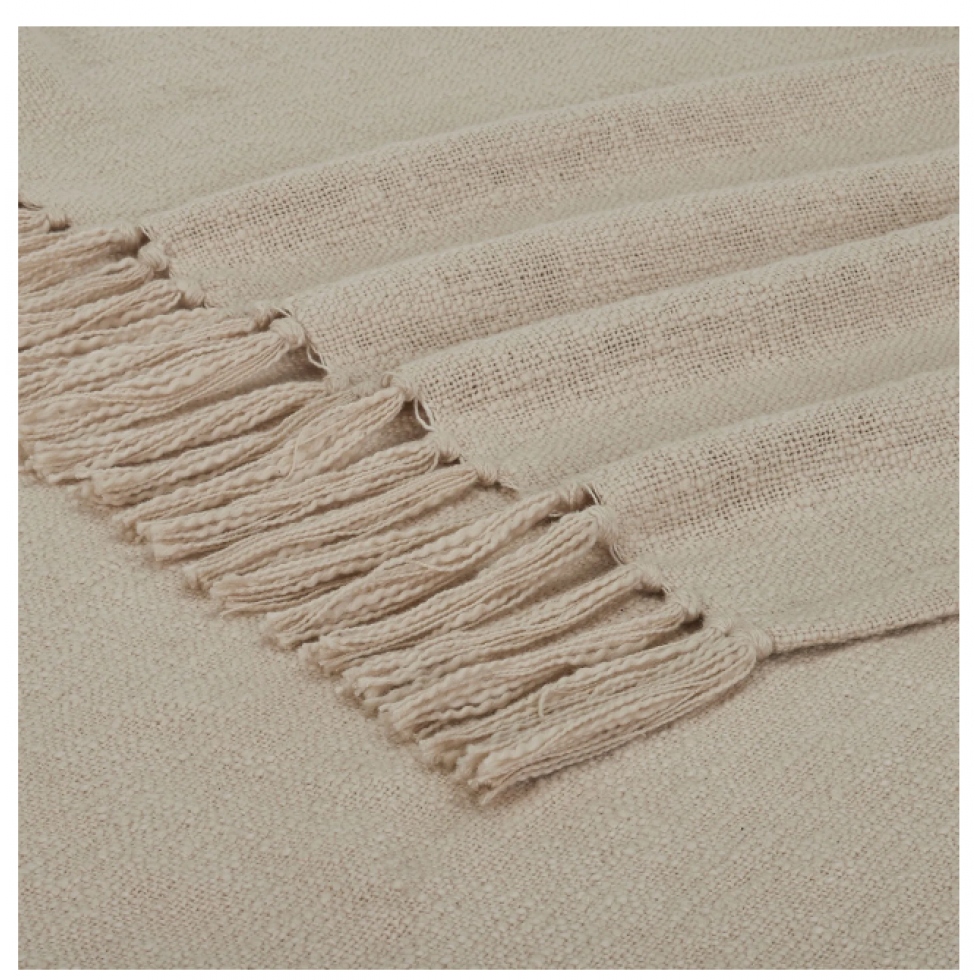 Jeté Beige Curtis à Franges