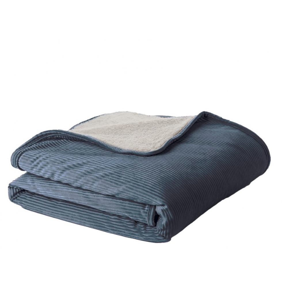 Jeté En Velours Côtelé Bleu Corduroy