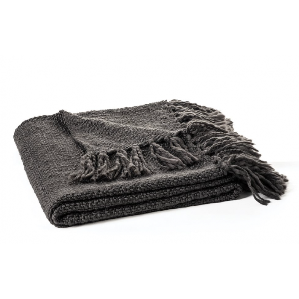 Jeté en Tricot Charbon – Douceur & Élégance
