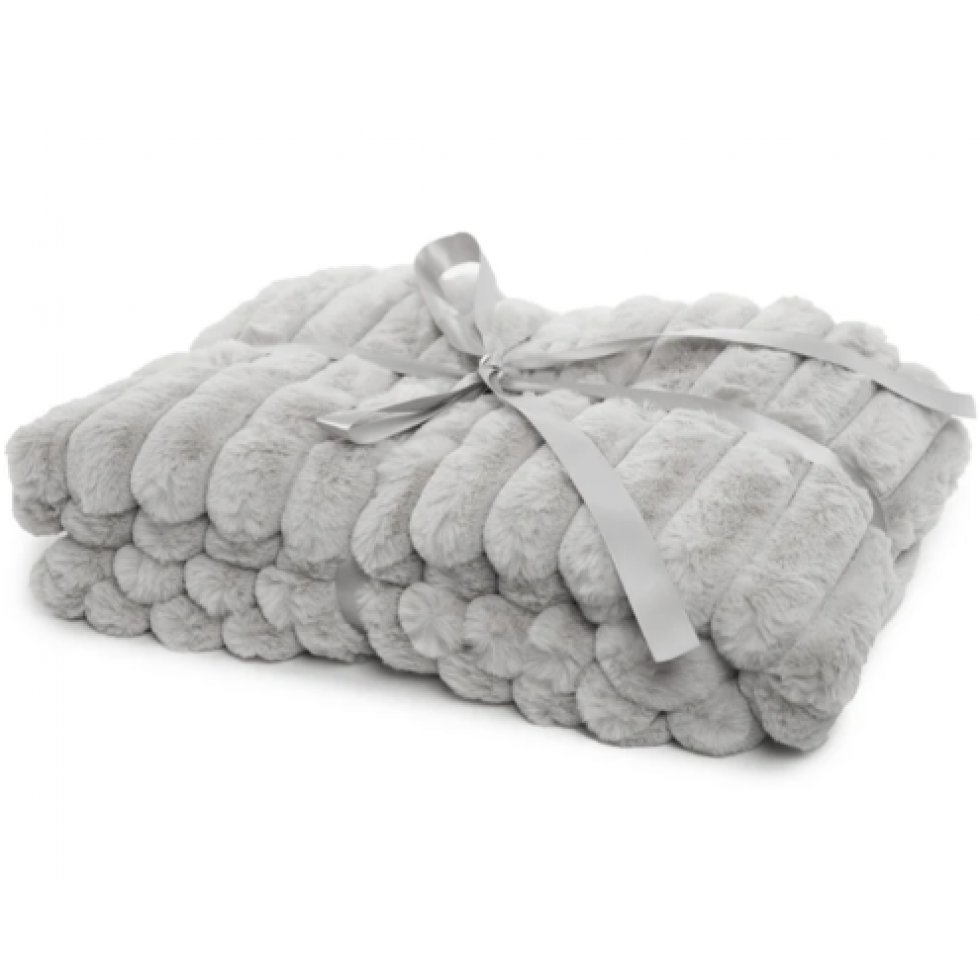 Raya Luxury Grey Faux Fur Throw
