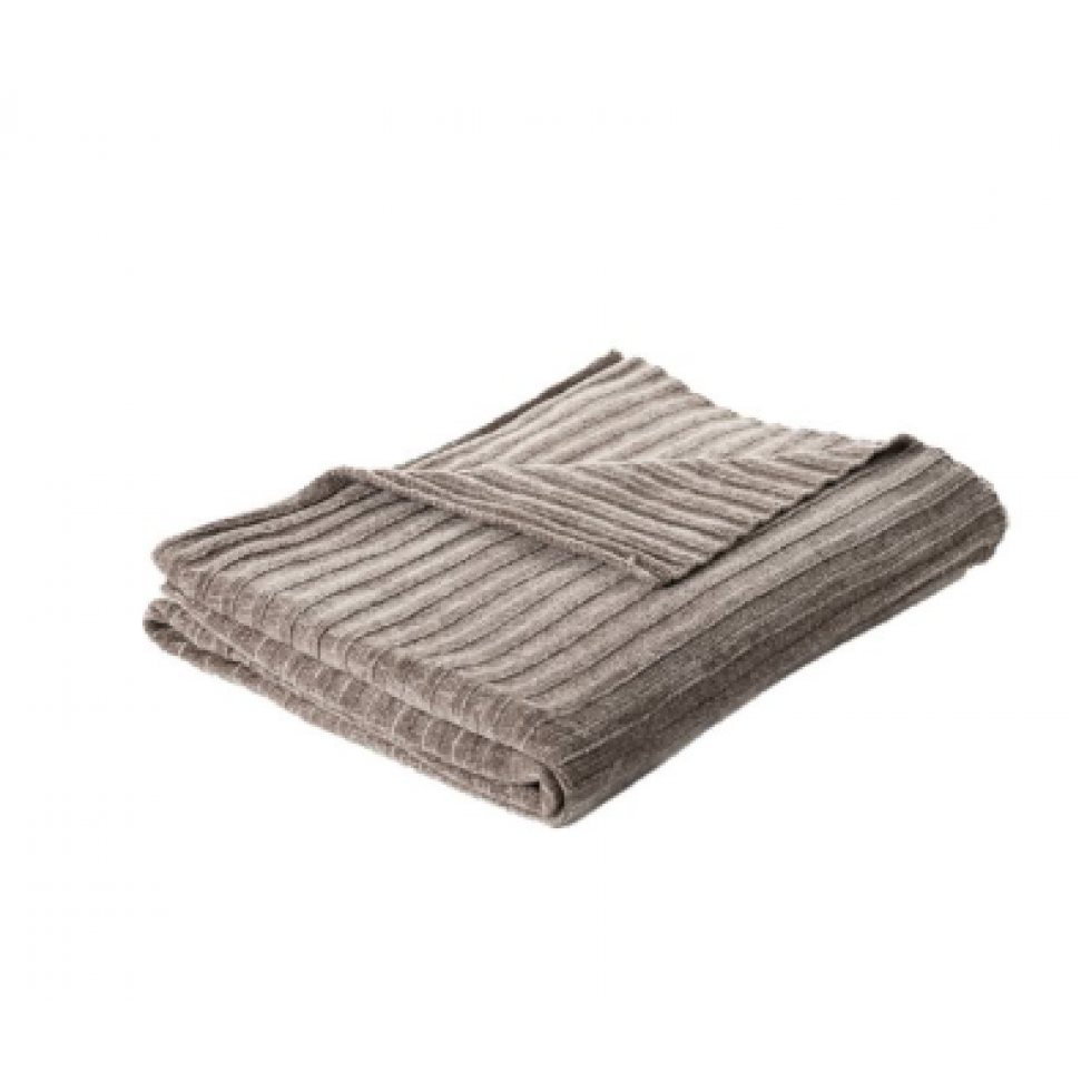 Jeté Taupe en Chenille Côtelée Ultra Doux