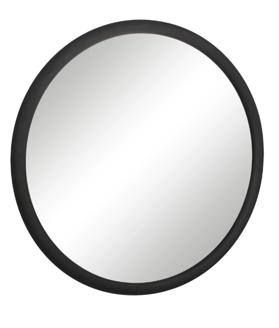 Miroir rond bois noir mat