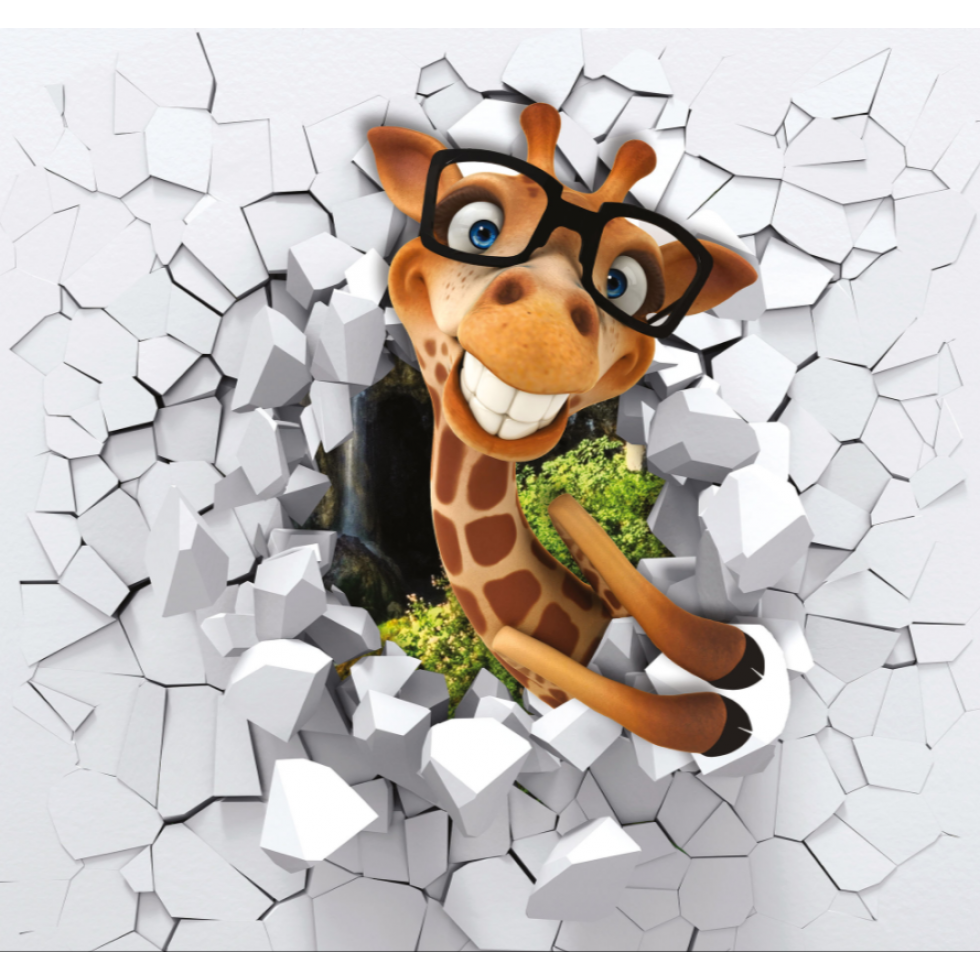 Funny Giraffe Glasses Mural
