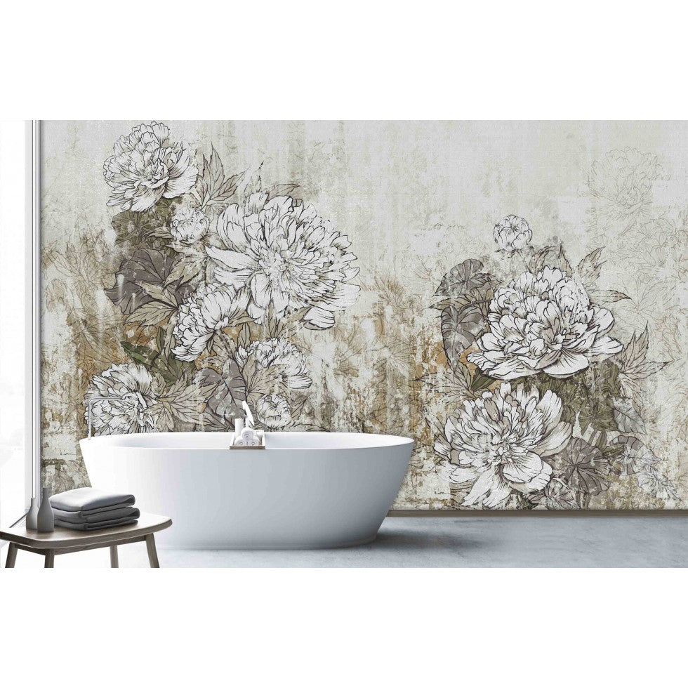 Vintage Flower Wall Canvas Texture