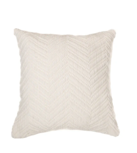Oreiller européen chenille ivoire motif chevron Emy