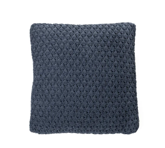 Oreiller européen chenille tressée bleu Basket