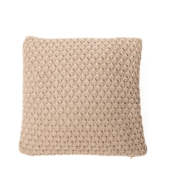 Oreiller européen en chenille tressée taupe Basket