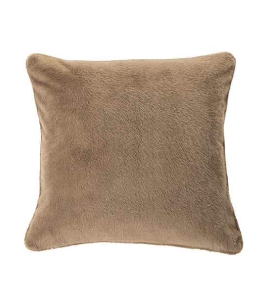 Oreiller européen fausse fourrure taupe Polux