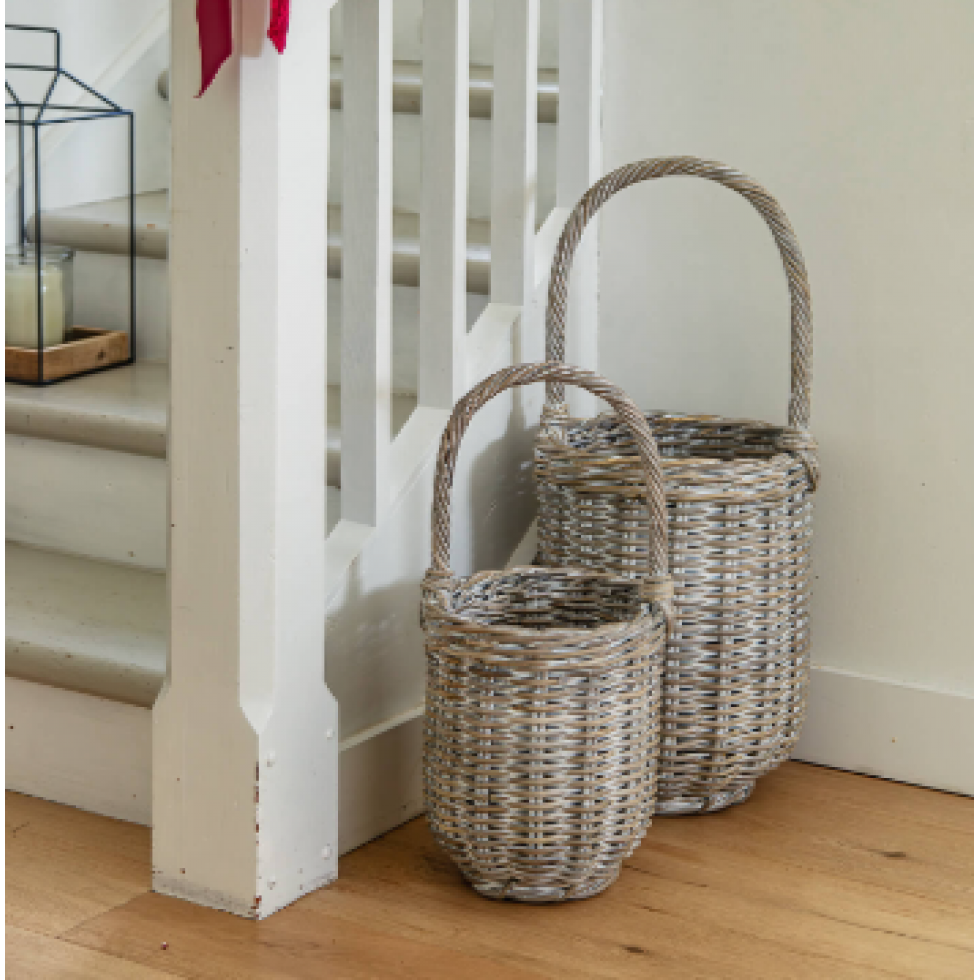 Round Decorative Wicker Baskets with Handle