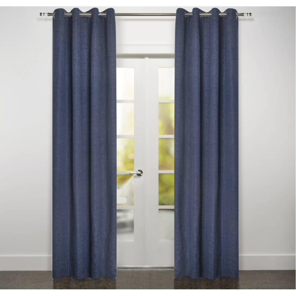 Blue textured eyelet curtain
