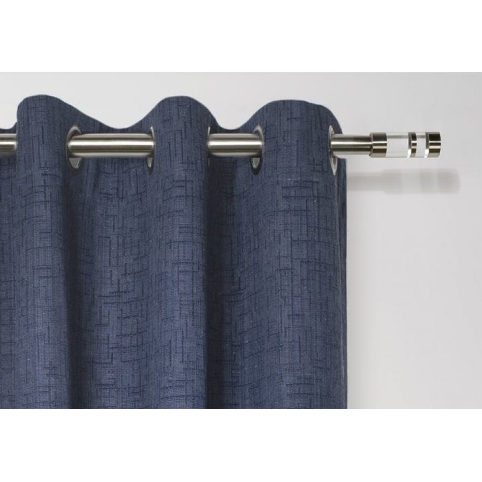 Blue textured eyelet curtain