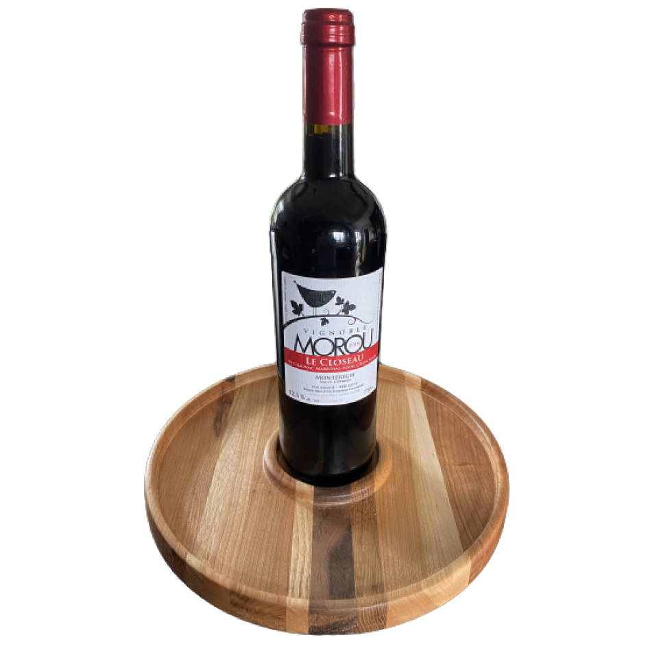 Solid wood rotating tray with bottle space