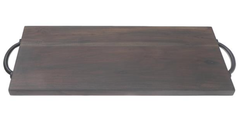 Plateau de Service XL en Bois d’Acacia Gris avec Poignées