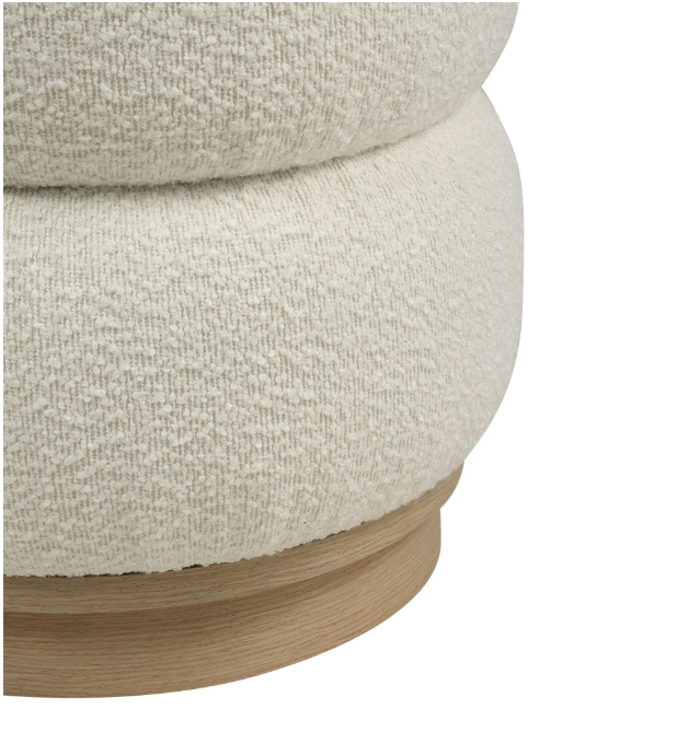 Pouf ivoire et chêne pâle