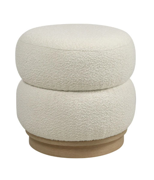 Pouf ivoire et chêne pâle