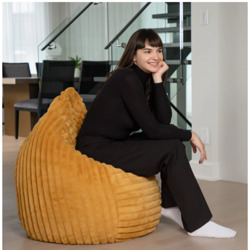Pouf Raya XL velours côtelé moutarde