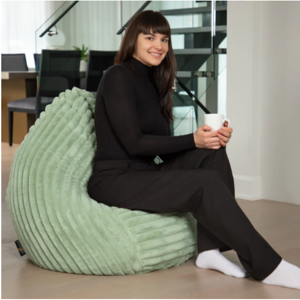 Raya XL sage corduroy pouf