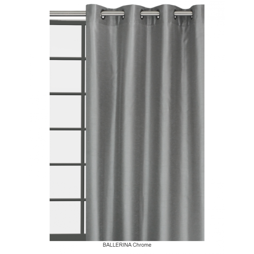 Chrome curtain with metal eyelets