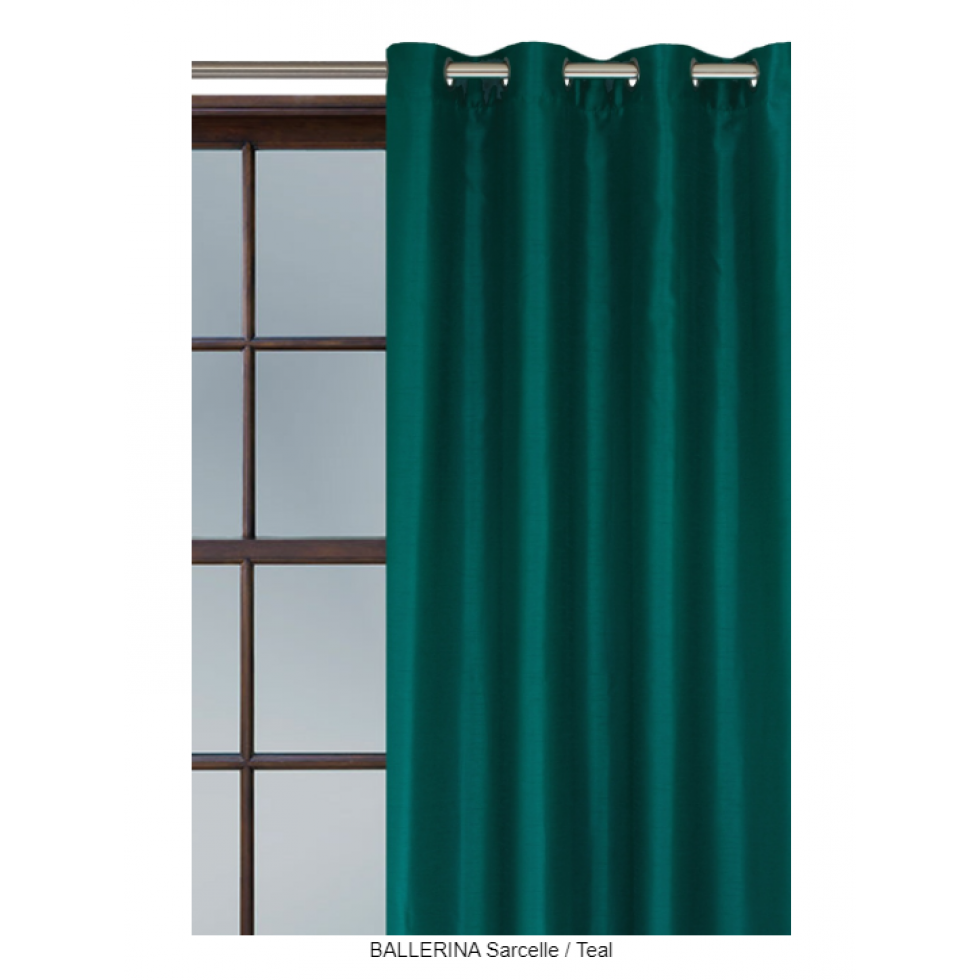 Teal green eyelet curtain